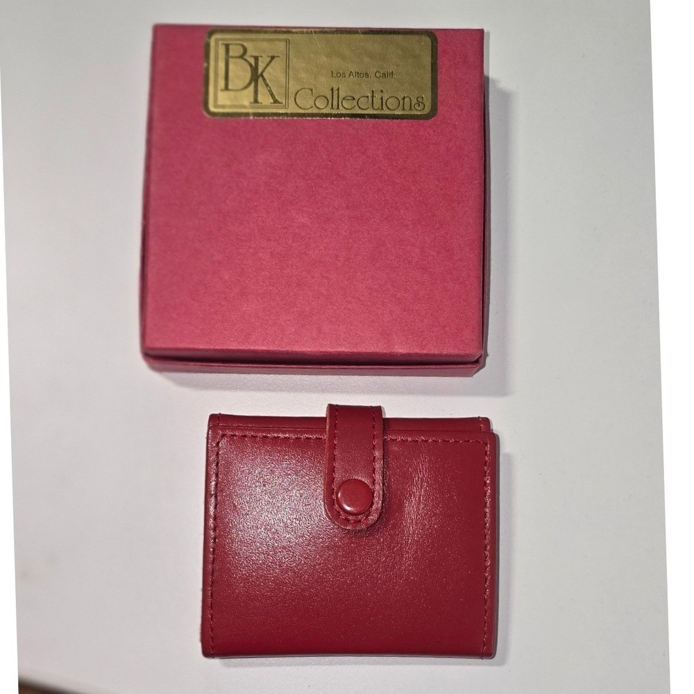 BK Los Altos Collections Red‎ Leather 3x Picture frame travel card Plaid Lining